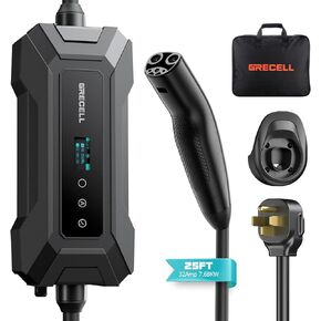 Level 2 Tesla EV Charger, Portable/Home Mobile NACS Charger (32Amp, 240V, 7.68kW, NEMA 14-50 Plug), ETL Certified Electric Vehicle Charging Station with 25ft Cable Compatible with Tesla Model X/Y/3/S