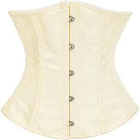SHYMMUO Women's Underbust Corset Satin Lace Up Waist Trainer Bustier Top for Party Gothic and Costume Wear Yellow