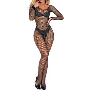 Women Fishnet Bodysuit Sexy Lingerie Backless Bodystocking Mesh Underwear Rave Outfits