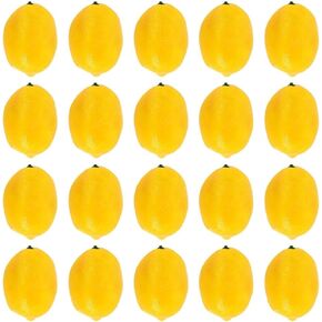 20Pcs Yellow Lemon Mini Fake Lemon Fruit, Artificial Fruits Decorative Accessories Decoration，Plastic Foam Vegetables Fruit as Home Party Ornament Craft Photography Props Gift 3-6cm