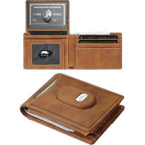 Leather Wallet for Samsung Galaxy SmartTag2: Slim Minimalist Wallet Compatible with Samsung Tracker Tag - RFID Blocking Bifold Wallet 2 ID Window