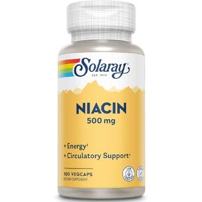 SOLARAY Niacin 500 mg, Vitamin B3 | Skin Health, Nervous System & Circulation Support | 100ct