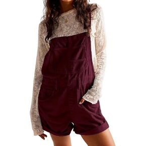 Women Corduroy Overalls Short Jumpsuits Adjustable Straps with Pockets Sleeveless Rompers in Kuwait