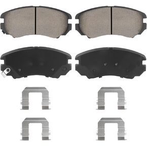 Front Ceramic Brake Pads Set for Hyundai Elantra 07-10, Sonata 04-10, Tiburon 03-08, Tucson 05-09, for Kia Optima Magentis 03-10, Soul 10-13, Sportage 05-10, for Saab 9-5 2010, 4PCS