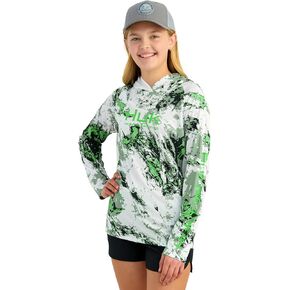 HUK Unisex Kid's Pursuit Pattern Long Sleeve, Fishing Shirt, Mossy Oak-Fog Green