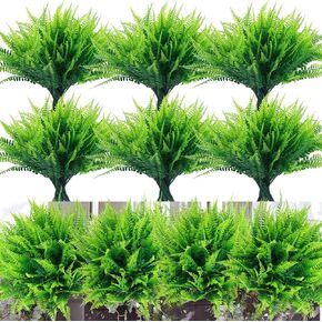 summer flower 10 Pack Artificial Boxwood Stems for Outdoors Unfading in The Sun Plastic Faux Plants Fake Foliage Shrubs Greenery for Garden Office Patio Wedding Farmhouse Indoor Decoration