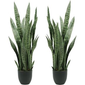 Solution4patio 2pcs Sansevieria trifasciata prain 3 أقدام. Arbre Artificiel ، مصنع ثعبان ثعبان استوائي واقعية لغرفة المعيشة أو المنزل أو المقهى أو الزاوية المكتبية الداخلية في الهواء الطلق