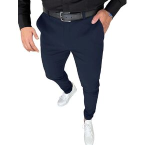 PLEPAN Men's Stretch Dress Pants Slim Fit Casual Suit Pants Expandable Waist Golf Pants