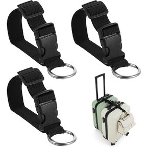 3 Pack Add a Bag Luggage Straps, Adjustable Suitcase Strap Luggage Connector Belt J Hook Carry Your Extra Backpack, Travel Attachment Travel Accessories for Connecting Your Luggage Jacket(Black)