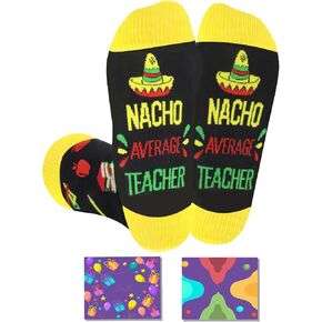 Teacher Appreciation Gifts Socks Ideas - Funny Socks NACHO Average TEACHER End of Year & Christmas Gifts for Teachers (Men & Women)