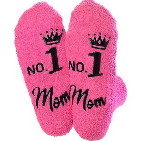 Gifts for Women - Mother's Day Gift Socks for the Best Mom No 1 Mom Pink Socks