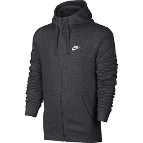 Nike Men's Sportswear Full zip Club Hoodie ، الفحم هيذر/الفحم هيذر/أبيض ، X-large طويل القامة