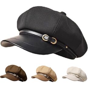 Newsboy Hats and Caps Women's Octagonal Hat Black Beret Women Newsboy Caps for Women Trendy Cute Dress Hats Womens Fall and Winter Ladies Coraline Hat Fashion