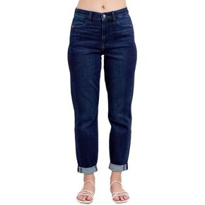 Judy Blue High Waist Boyfriend Jeans for Women | Stretchy Relaxed Fit Denim | Cuffed & Uncuffed Options – 82646