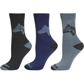 TuffRider Ladies Starter Socks 3 Pack - Black/Grey/Navy