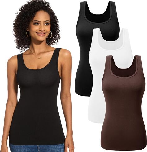 TVKSOM 5 Pack Basic Tank Tops for Women Undershirt Ribbed Sleeveless Casual Basic Tanks Top in Kuwait