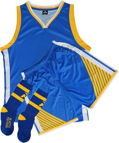 Adult Basketball Jersey 3 Piece Kit Sleeveless Mens Fan Jersey Athletic Mesh Top Sports Outfit in Kuwait