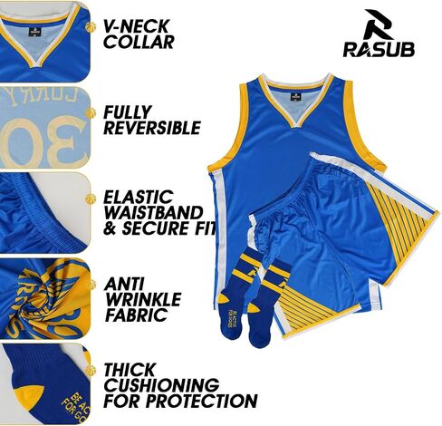 Adult Basketball Jersey 3 Piece Kit Sleeveless Mens Fan Jersey Athletic Mesh Top Sports Outfit in Kuwait