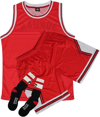Adult Basketball Jersey 3 Piece Kit Sleeveless Mens Fan Jersey Athletic Mesh Top Sports Outfit in Kuwait
