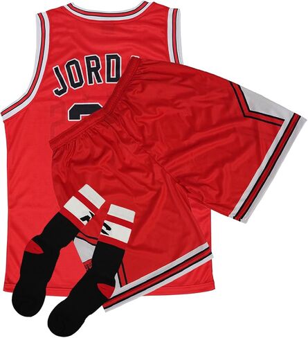 Adult Basketball Jersey 3 Piece Kit Sleeveless Mens Fan Jersey Athletic Mesh Top Sports Outfit in Kuwait