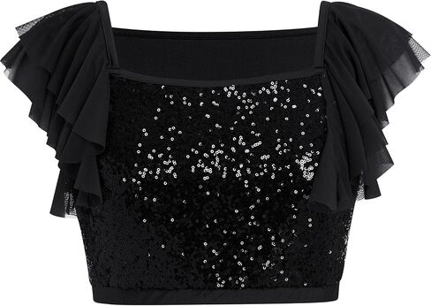 Odasdo Women Lyrical Dance Costumes Sequin Tank Crive Top + Mesh Tulle Leotard Skirt Skirt two two اثنين in Saudi Arabia