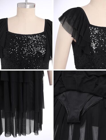 Odasdo Women Lyrical Dance Costumes Sequin Tank Crive Top + Mesh Tulle Leotard Skirt Skirt two two اثنين in Saudi Arabia