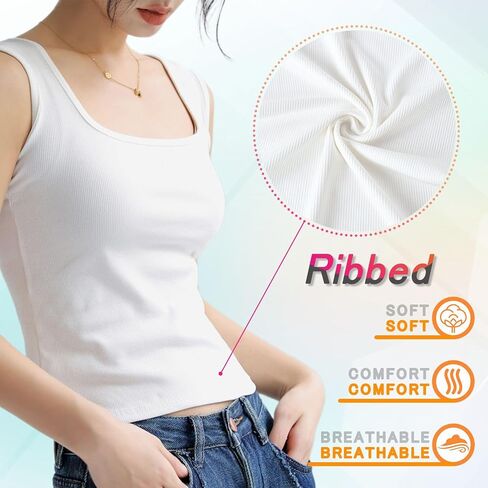Ribbed Tank Tops for Women Square Neck & V Neck Reversible 2025 Summer Sleeveless Sexy Camisole Going Out Tops in Saudi Arabia