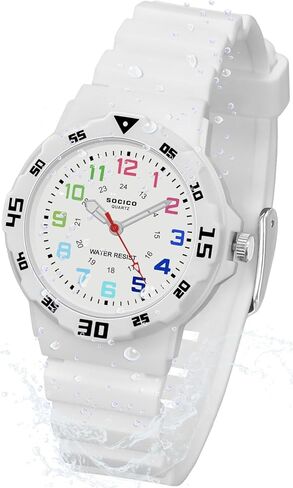 CKV Kids Analog Watches for Girls Boys Children Watches with Luminous Easy to Read Learning Time, Soft Band, 30M Waterproof Child Watch, Great Birthday Gifts for Ages 3-12 Kids in Kuwait