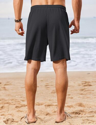 COOFANDY Mens Casual Waffle Shorts Elastic Waist Summer Beach Shorts 7" Workout Sweat Shorts in Saudi Arabia