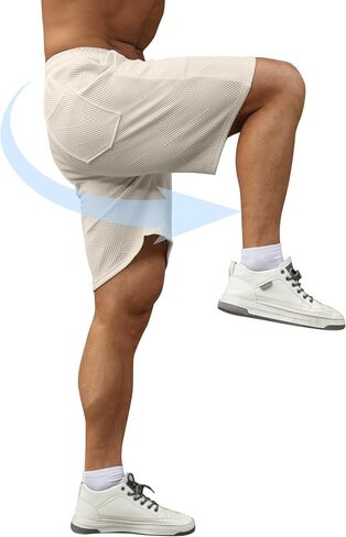 UOUA Men's Casual 7" Shorts Drawstring Elastic Waist Texture Summer Beach Sweat Shorts with Pockets in Saudi Arabia