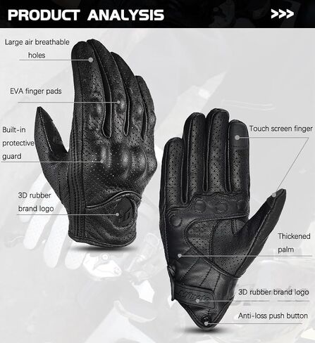 Yellow/Black Vintage Leather Mesh Climbing Hiking Off-Road Motorcycle Riding Breathable Gloves Comfortable Wear-Resistant Motocross Glove with Full Finger Protection for All Seasons in Kuwait