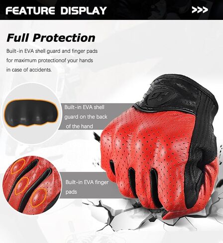 Yellow/Black Vintage Leather Mesh Climbing Hiking Off-Road Motorcycle Riding Breathable Gloves Comfortable Wear-Resistant Motocross Glove with Full Finger Protection for All Seasons in Kuwait