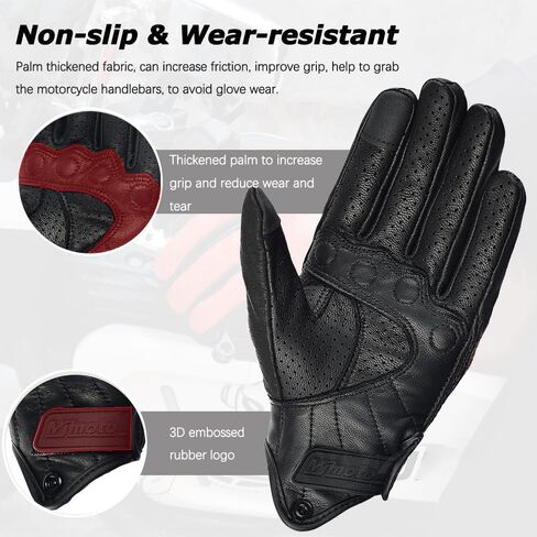 Yellow/Black Vintage Leather Mesh Climbing Hiking Off-Road Motorcycle Riding Breathable Gloves Comfortable Wear-Resistant Motocross Glove with Full Finger Protection for All Seasons in Kuwait