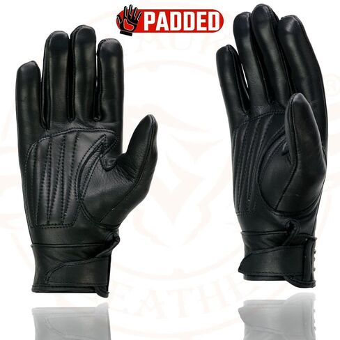 Milwaukee Leather Mg7760 المرأة الجلدية السوداء جل الأسود قفازات دراجة نارية خفيفة الوزن مع "تفاصيل الرسغ" الأنيقة in Saudi Arabia