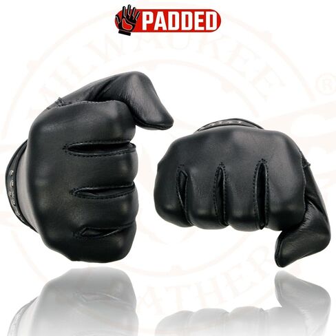 Milwaukee Leather Mg7760 المرأة الجلدية السوداء جل الأسود قفازات دراجة نارية خفيفة الوزن مع "تفاصيل الرسغ" الأنيقة in Saudi Arabia