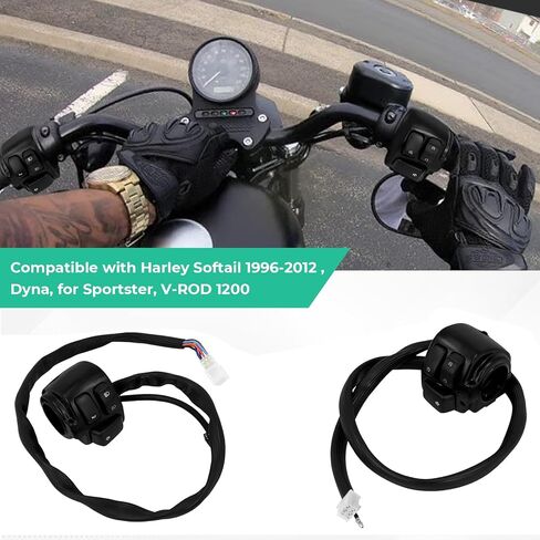 BHB Motorcycle 1 "مفاتيح مفاتيح المقود وتسخير الأسلاك متوافق مع Harley Softail 1996-2012 Dyna Sportster V-Rod (Black) in Kuwait