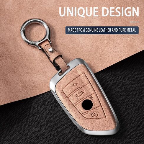 Leather Key Fob Cover, Key Fob Shell, Car Key Chain Compatible with BMW X1 X3 X5 X6 1 2 3 5 8 Serise in Saudi Arabia