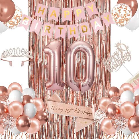 13th Birthday Decorations for Girls, Rose Gold 13th Birthday Banner, Balloon, Cake Topper, Sash and Crown, Happy 13th Birthday Party Decorations for Girls in Saudi Arabia