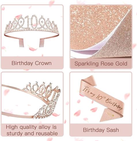 13th Birthday Decorations for Girls, Rose Gold 13th Birthday Banner, Balloon, Cake Topper, Sash and Crown, Happy 13th Birthday Party Decorations for Girls in Saudi Arabia