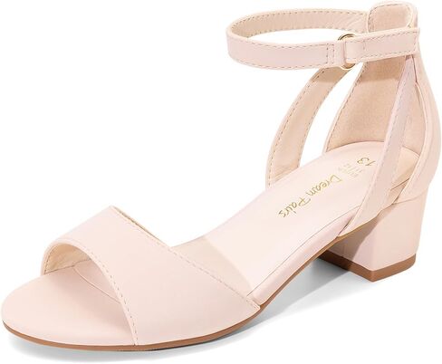 DREAM PAIRS Girls Sandals Chunky Pump Ankle Strap High Heels Dress Open Toe Flower Wedding Party for Little Big Kid in Kuwait