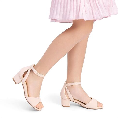 DREAM PAIRS Girls Sandals Chunky Pump Ankle Strap High Heels Dress Open Toe Flower Wedding Party for Little Big Kid in Kuwait