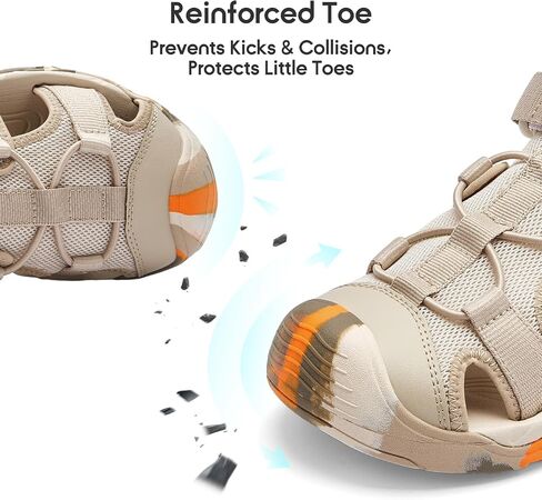 Balabala Kids Sandals Boys Girls Closed Toe Summer Outdoor Athletic Beaches Sandals Non-slip Hook and Loop in Kuwait