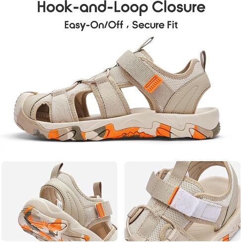 Balabala Kids Sandals Boys Girls Closed Toe Summer Outdoor Athletic Beaches Sandals Non-slip Hook and Loop in Kuwait
