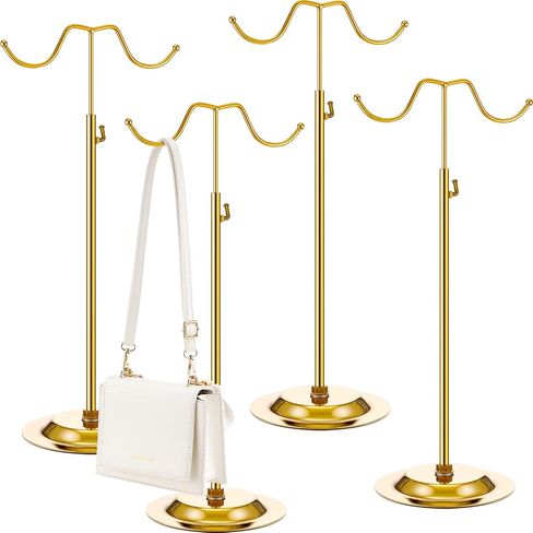 Weysat 4 PCS Purse Holder Stand Adjustable Handbag Display Stand Double Hook Metal Purse Holder for Handbags Wig Hat(Gold) in Saudi Arabia