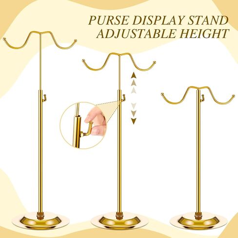 Weysat 4 PCS Purse Holder Stand Adjustable Handbag Display Stand Double Hook Metal Purse Holder for Handbags Wig Hat(Gold) in Saudi Arabia