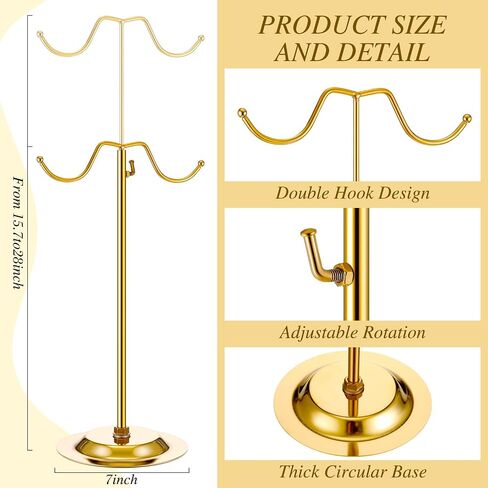 Weysat 4 PCS Purse Holder Stand Adjustable Handbag Display Stand Double Hook Metal Purse Holder for Handbags Wig Hat(Gold) in Saudi Arabia
