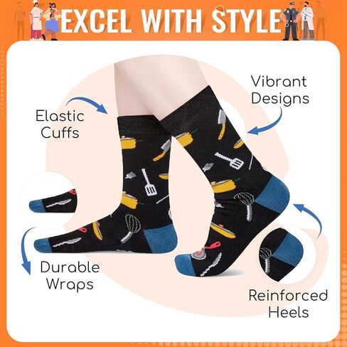 HAPPYPOP Gifts for Firefighter Chef Cop - Fireman Cooking Teacher Gifts For Men Women, Police Officer Socks in Kuwait