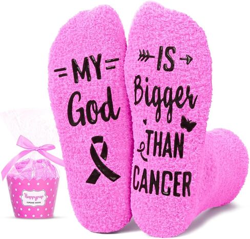 HAPPYPOP Breast Cancer Gifts for Women Men - Cancer Chemo Comfort Socks for Survivor Patients in Kuwait