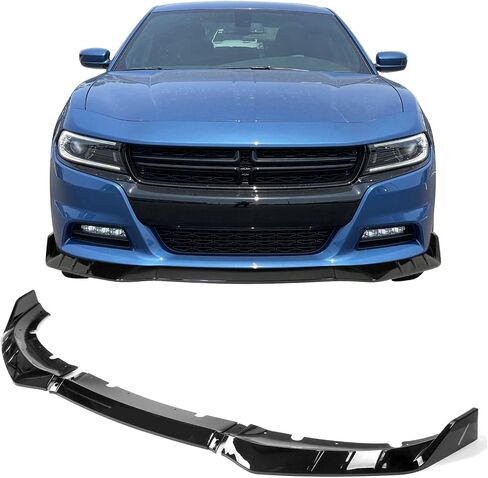 Ikon Motorsports ، Lip الأمامي الوفير متوافق مع 2015-2023 Dodge Charger ، Ikon V3 Gloss Black ABS ABRIN DAM SPOILER SPOILER 3PCS ، 2016 2018 2018 2019 2020 2021 in Kuwait