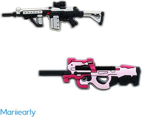 Gun Shoe Charms For Clog Shoe Decoration,Submachine Machine Gun Shoe Charms Accessories Pack For Boy Men Kids Adults,Pvc Shoe Charm Accessories Decoration Gifts 2 Pcs in Kuwait